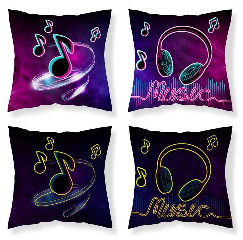 Povlak na polštářek Music Noty svítící 40x40